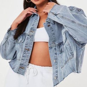 Missguided Pleated Oversize Denim Jacket